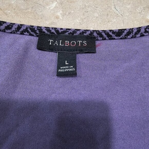 Women's Talbots Chevron Print Faux Wrap Dress Purple/Black Size‎ L - Picture 5 of 6